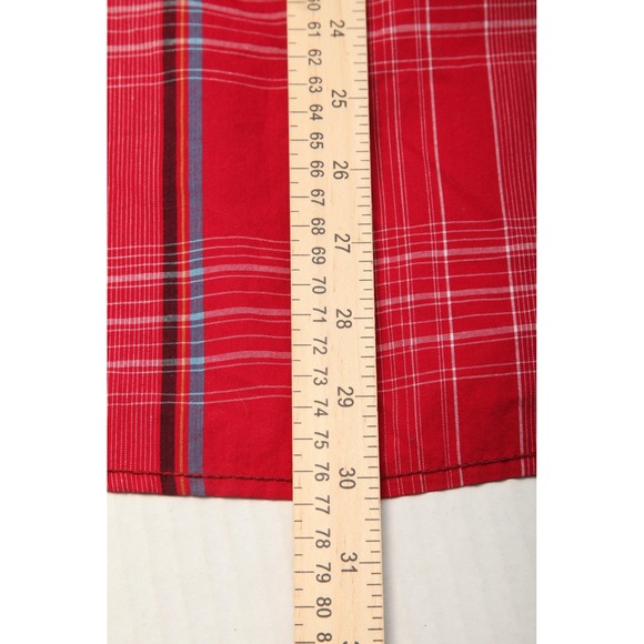 Fox Racing Shirt Mens Large Red Plaid Snap Front Western Long Sleeve Cotton - Picture 12 of 13